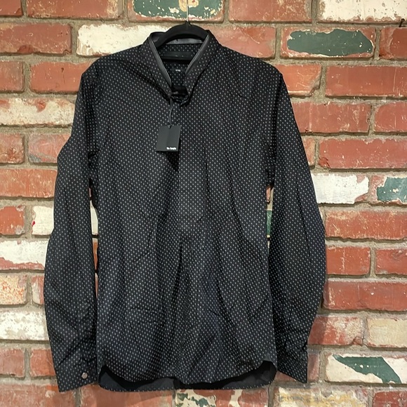 The Kooples Other - The Kooples fitted mini targets button down shirt leather collar size M NWT